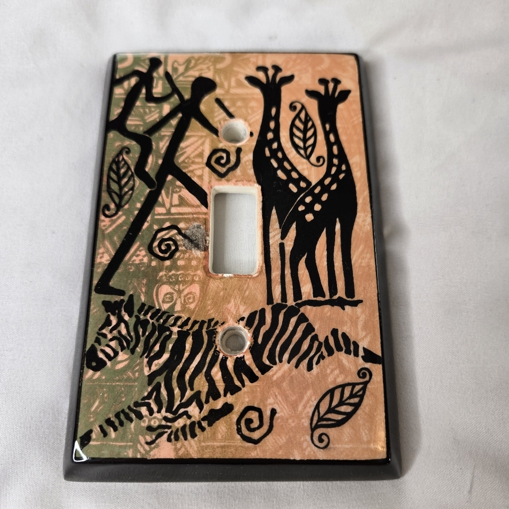 African Safari inspired Animal-themed wall Switch Ceramic cover brown b…